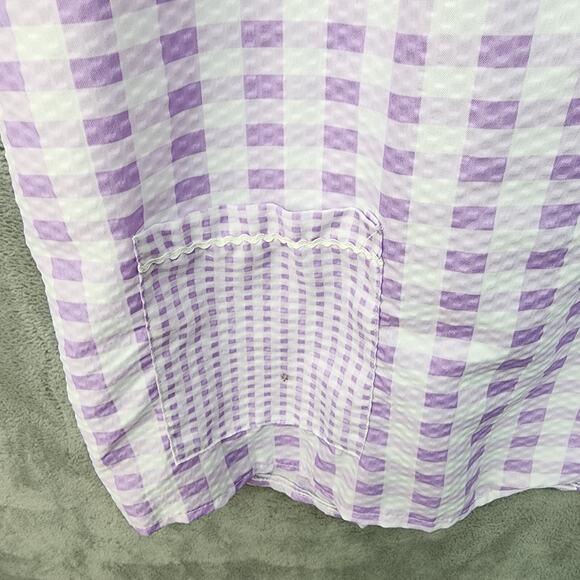 VTG Lati Fashion House Shirt Women LARGE Gingham Seersucker Pearl Snap Loungewea - Picture 4 of 10